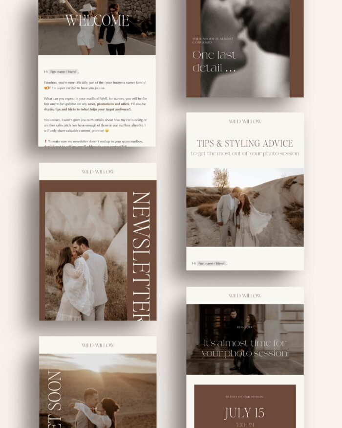 Editorial Flodesk Newsletter Email Templates for photographers