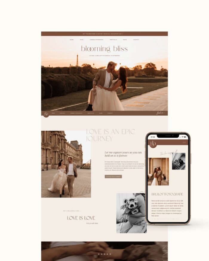 Minimalistische Showit website template voor fotograaf