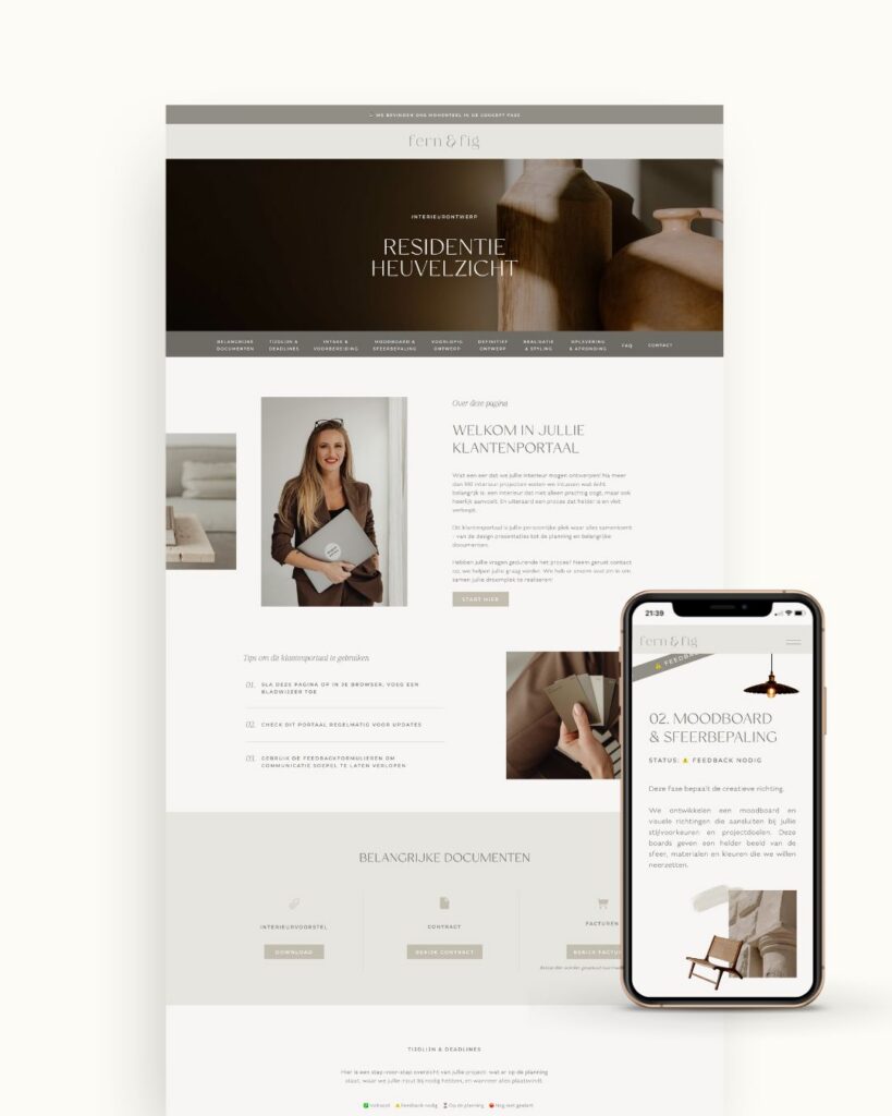 Interieur klantenportaal add-on voor Showit