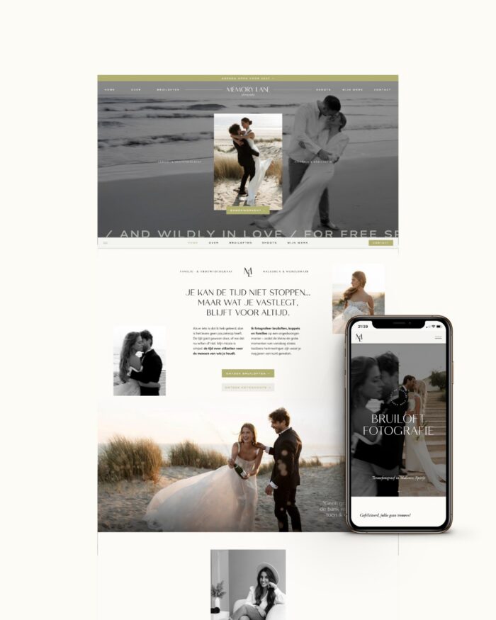 Minimalistische Showit website template voor trouwfotograaf