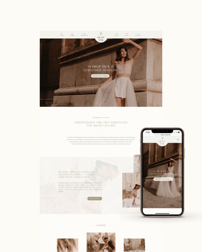 Romantische Showit website template voor fotografen