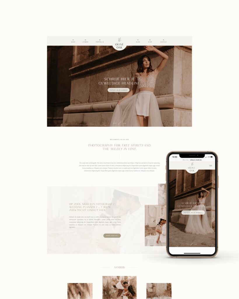 Romantische Showit website template voor fotografen