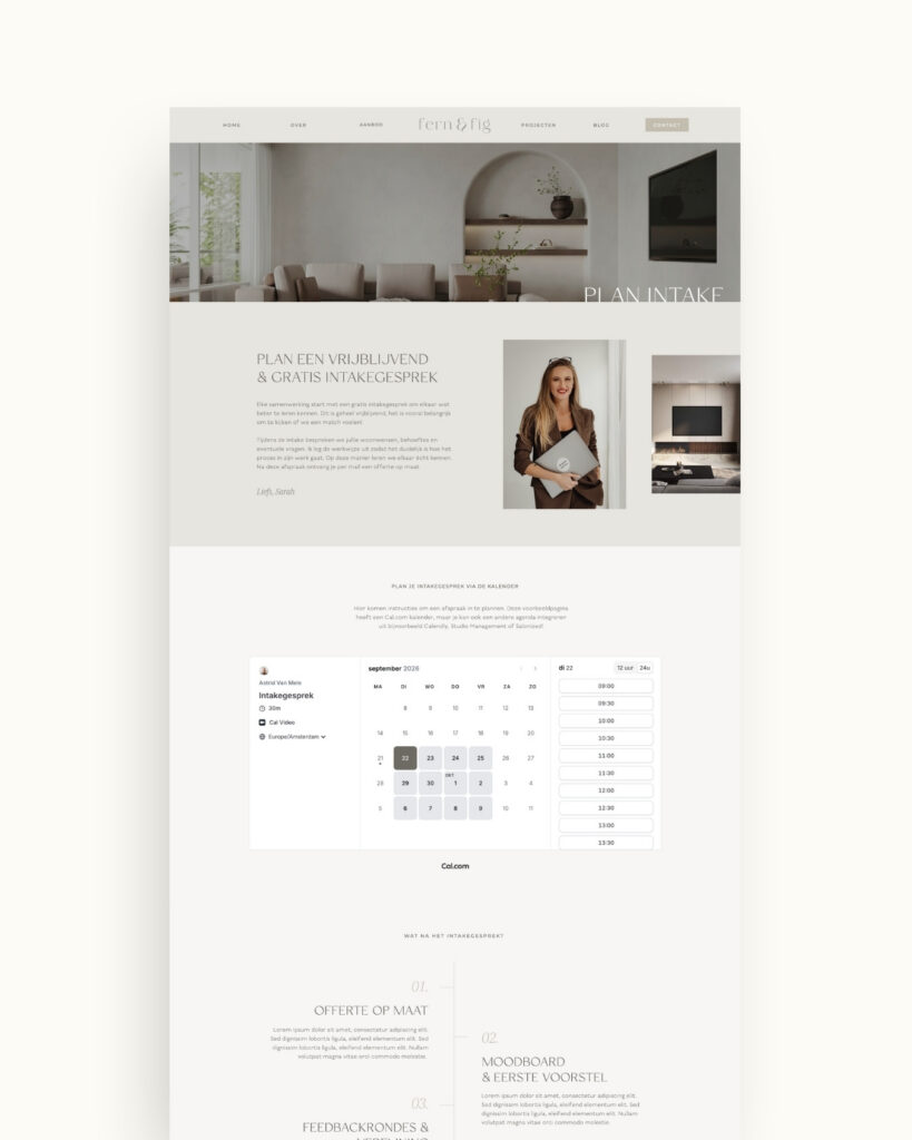 Showit Boekingspagina Fern & Fig