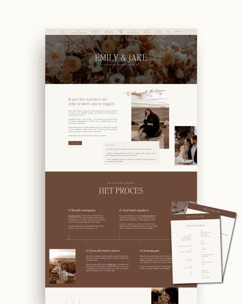 Luxe Bruiloft klantenportaal voor Showit website