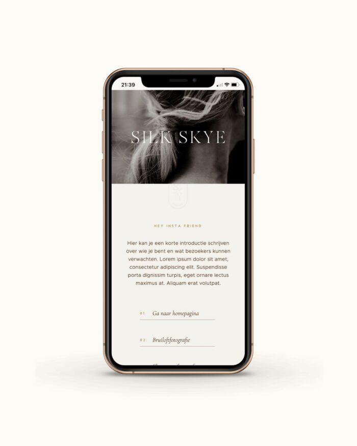 Showit Link-in-Bio Pagina Silk Skye
