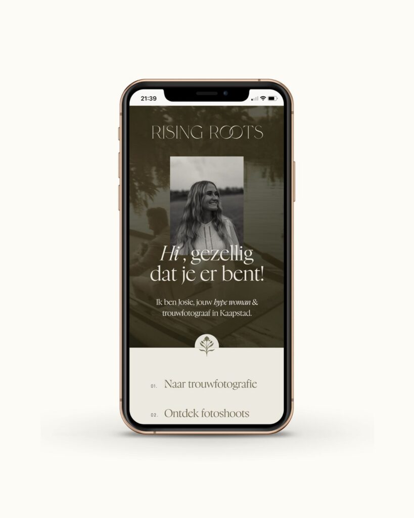 Showit Link-in-Bio Pagina Rising Roots