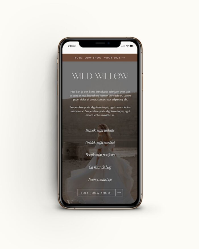 Showit Link-in-Bio Pagina Wild Willow