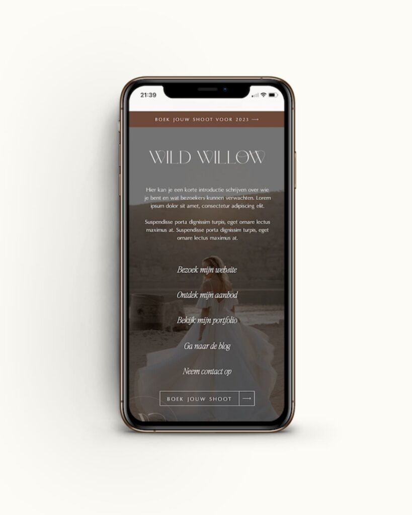 Showit Link-in-Bio Pagina Wild Willow