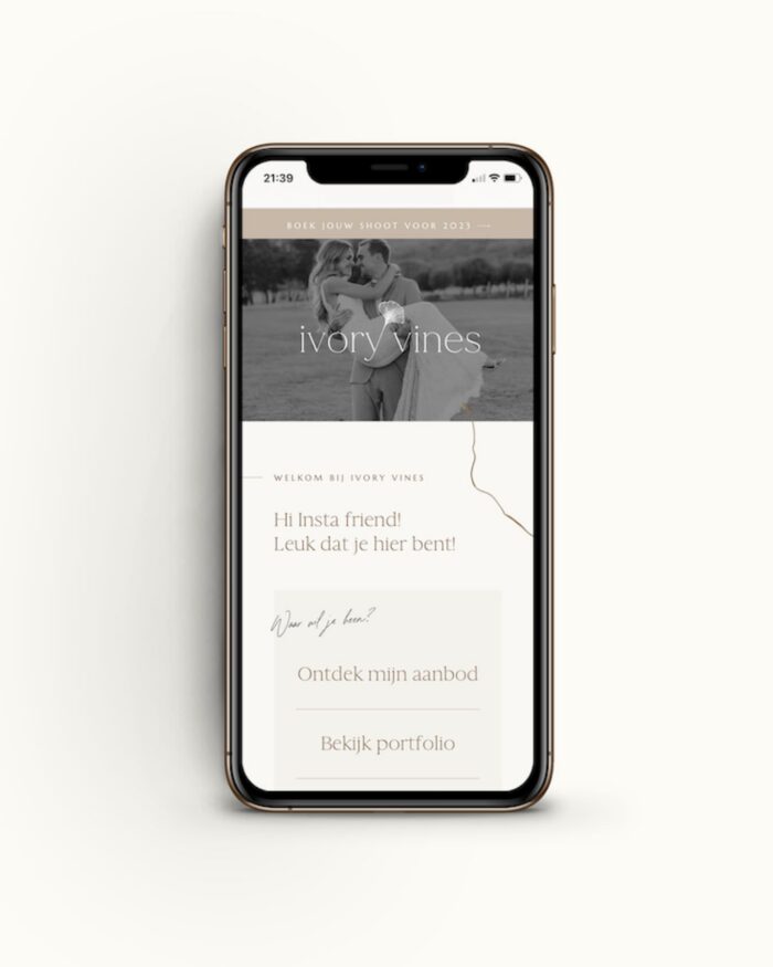 Showit Link-in-Bio Pagina Ivory Vines