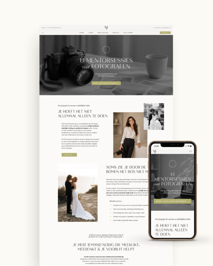 Mentorsessie pagina voor Showit
