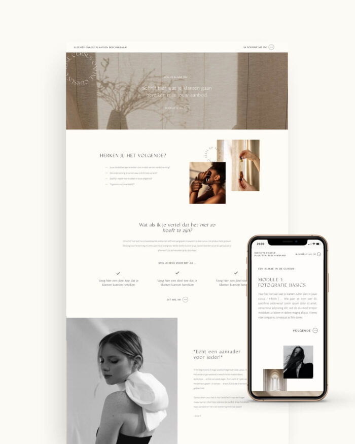 Minimalistische Showit sales pagina