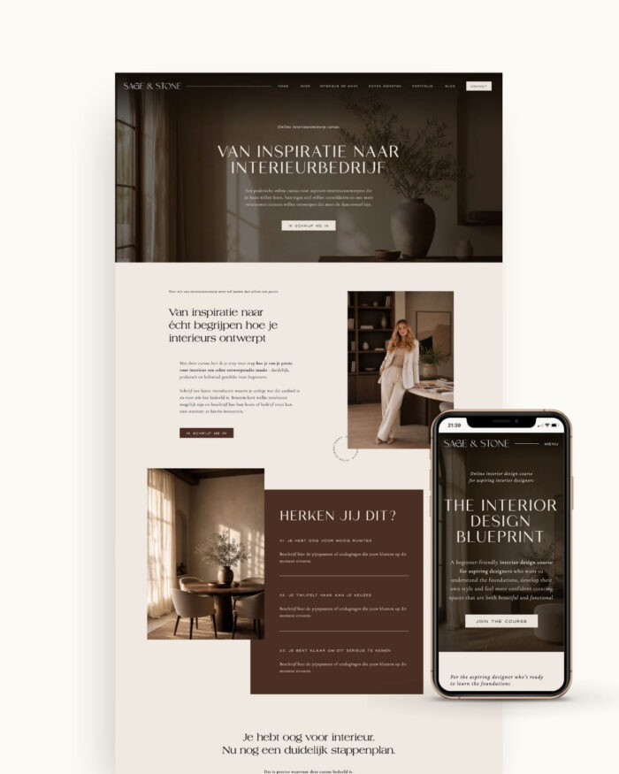 Showit Sales Pagina voor interieurontwerper