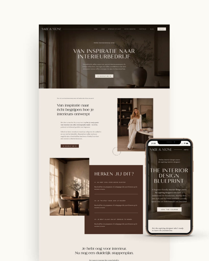 Showit Sales Pagina voor interieurontwerper