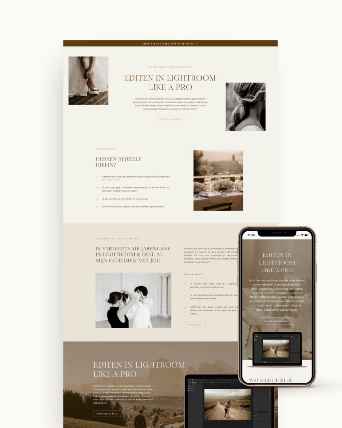 Showit sales pagina voor fotograaf