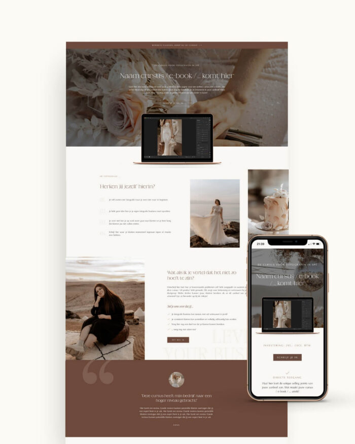 Editorial Showit sales pagina voor fotograaf