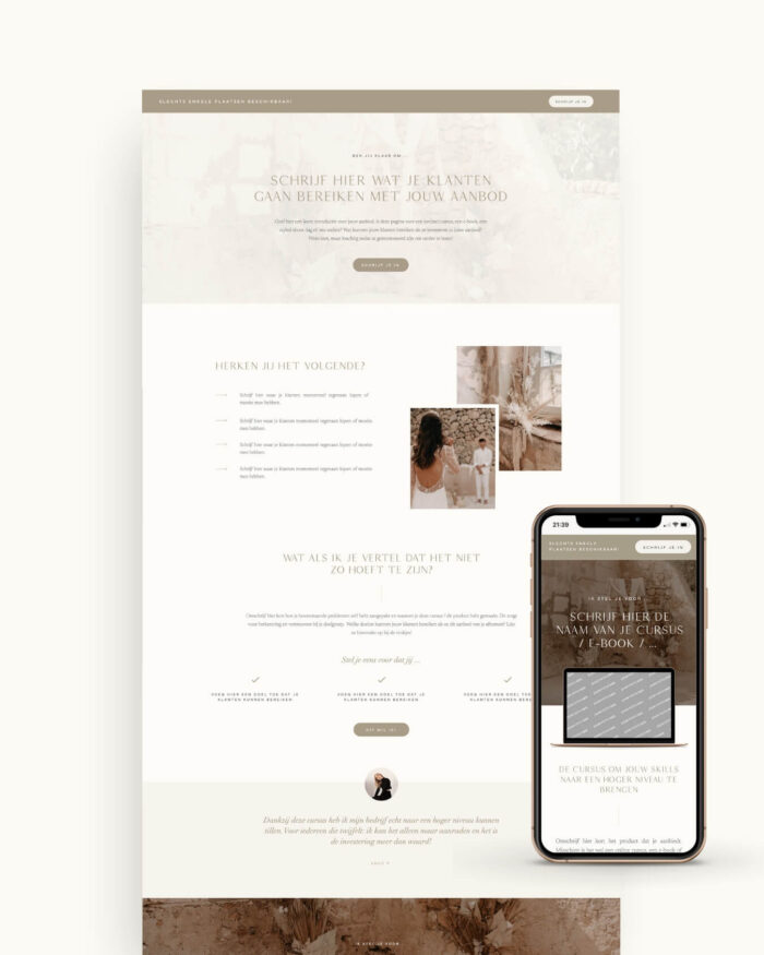 Elegante Showit sales pagina template for photographers