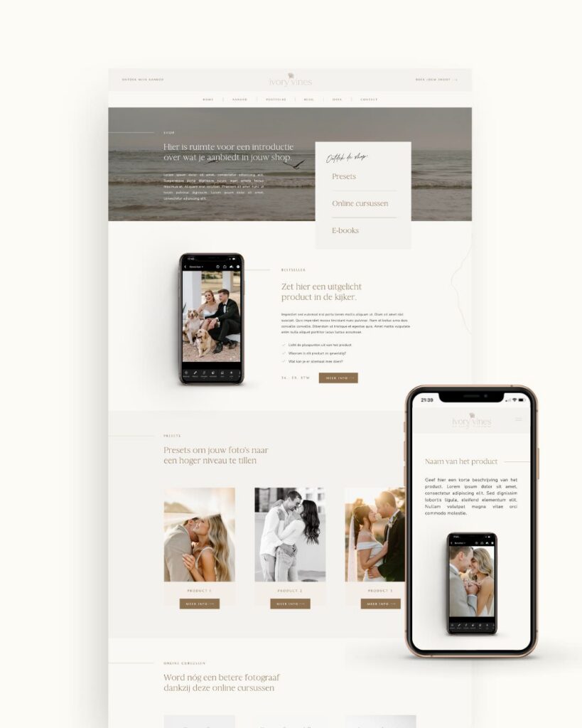 Preset webshop template voor showit