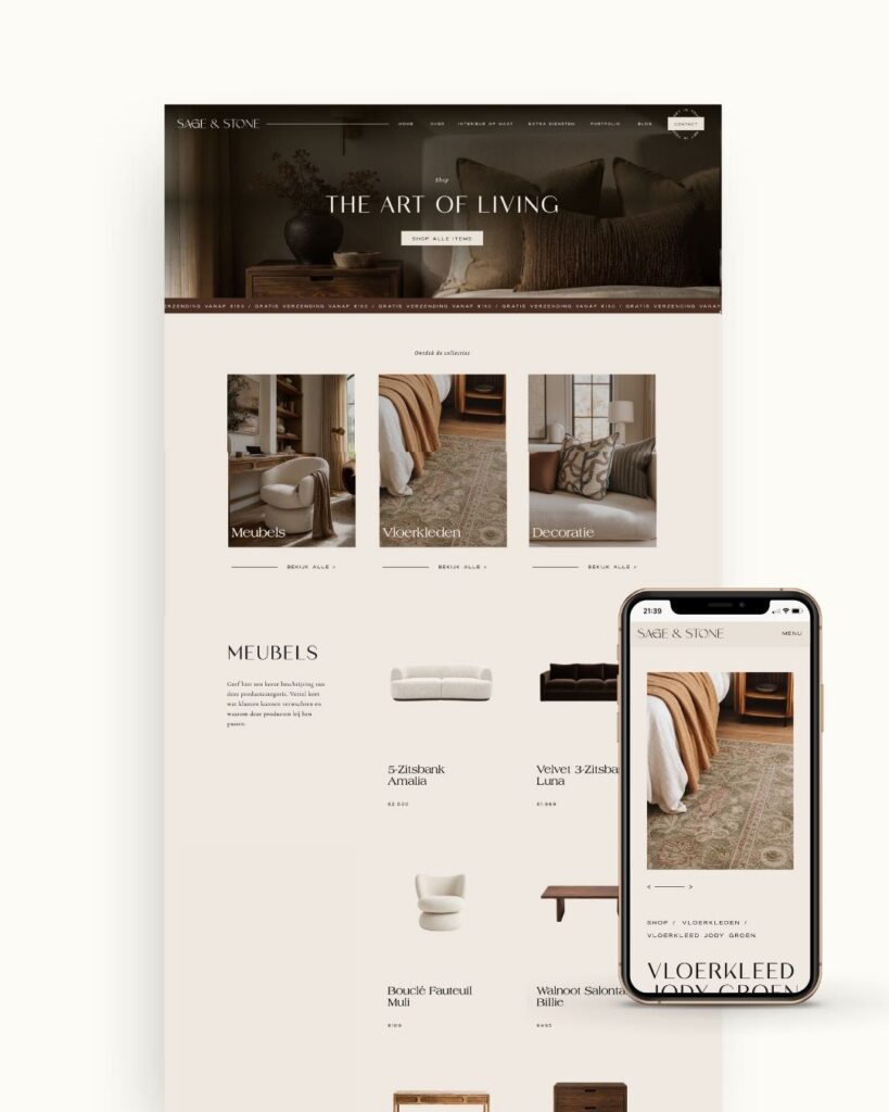 Showit interieur webshop template