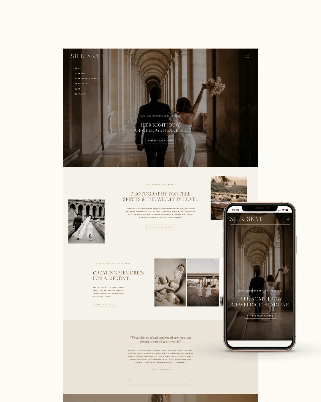 Elegante Showit website template voor fotograaf