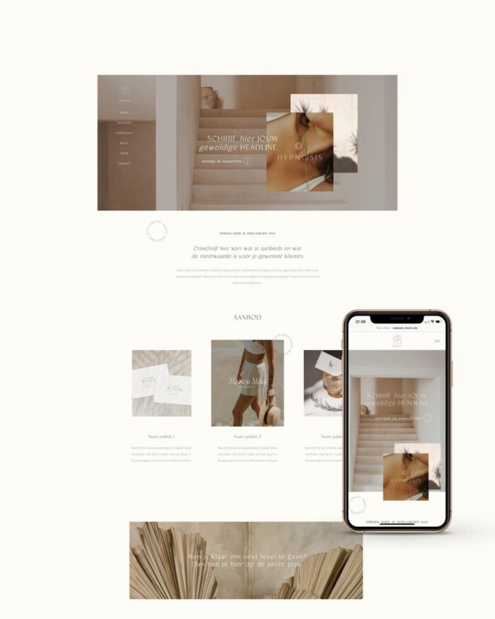 Minimalistische Showit website template