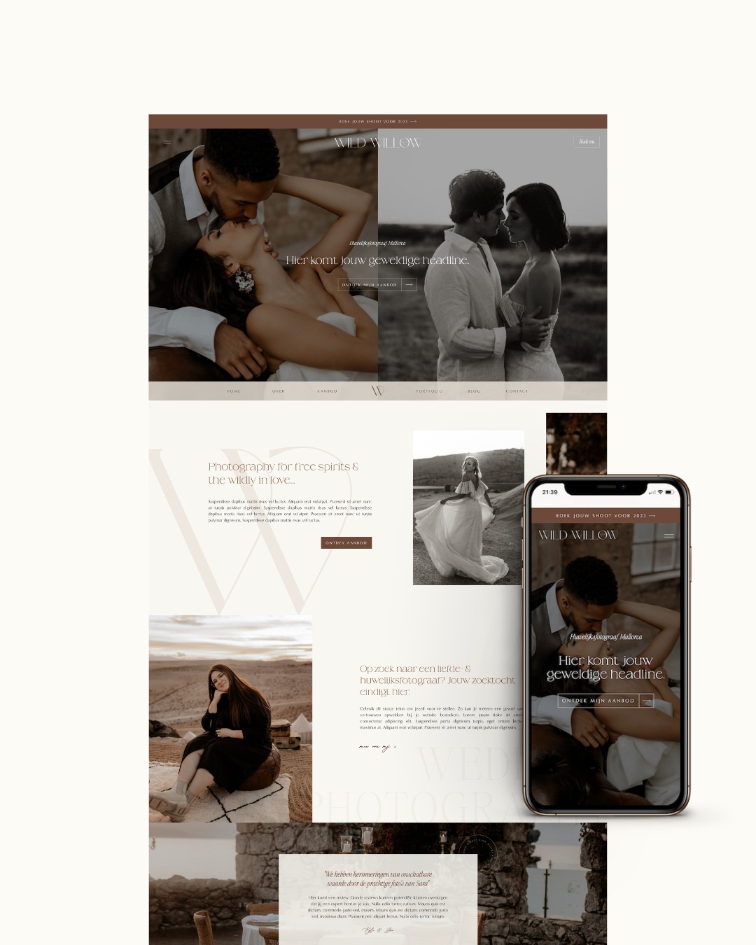 Luxe website template voor fotograaf voor Showit