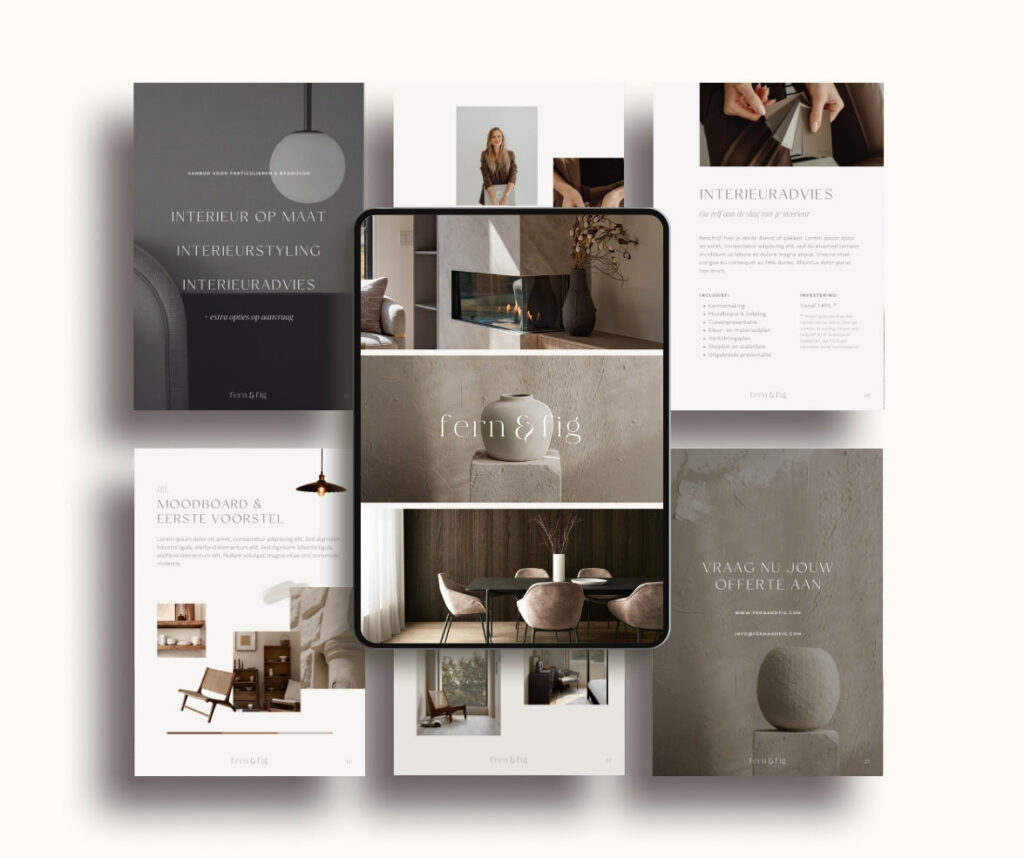 Organische en aardse brochure template voor interieurontwerper