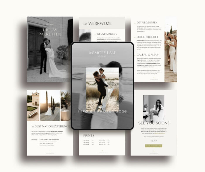 Canva brochure template voor trouwfotograaf