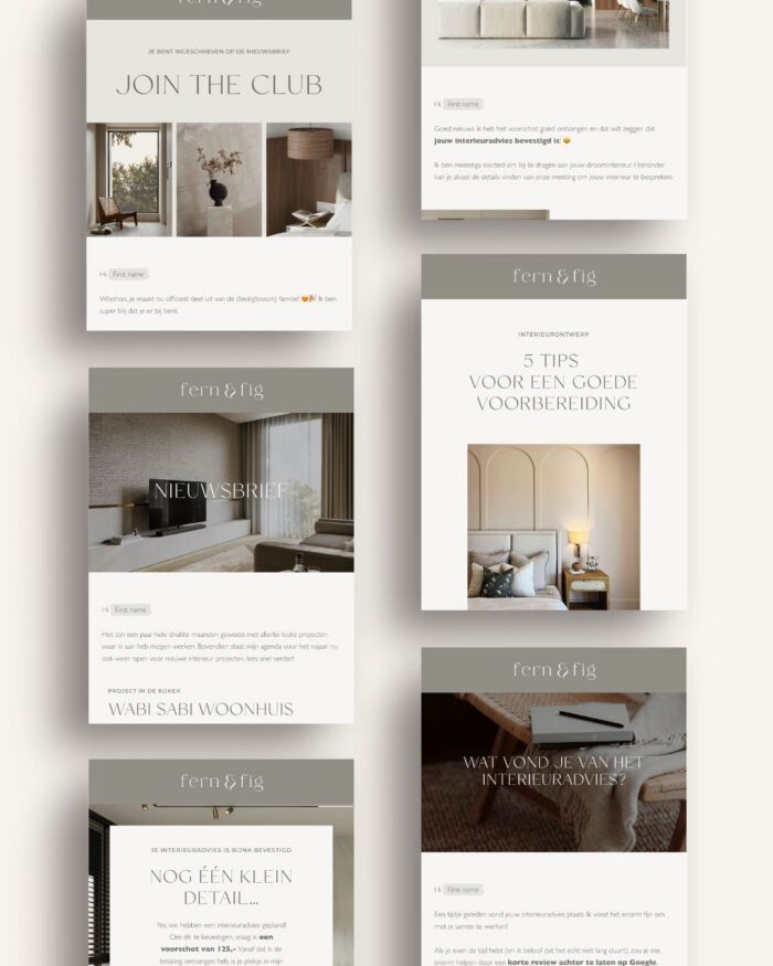 Nieuwsbrief E-mail templates voor interieurontwerper