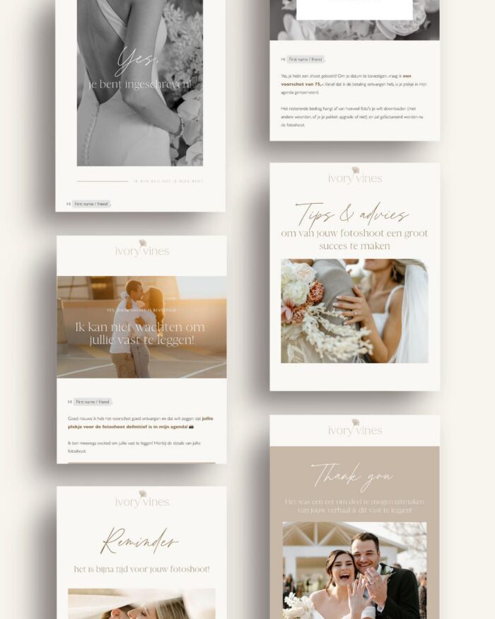 Neutrale Flodesk E-mail Templates voor fotografen