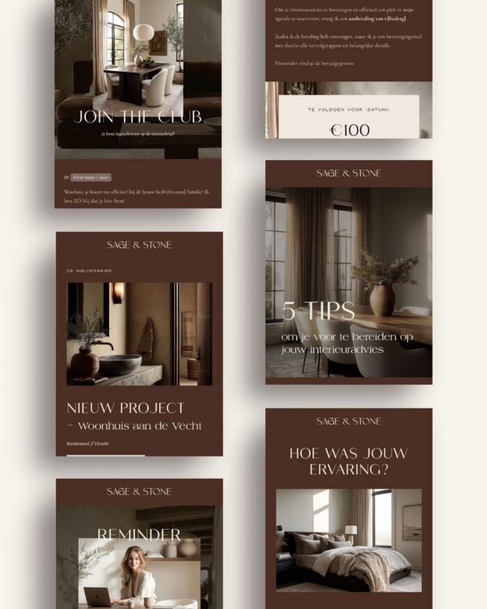 Flodesk email templates voor interieurontwerpers