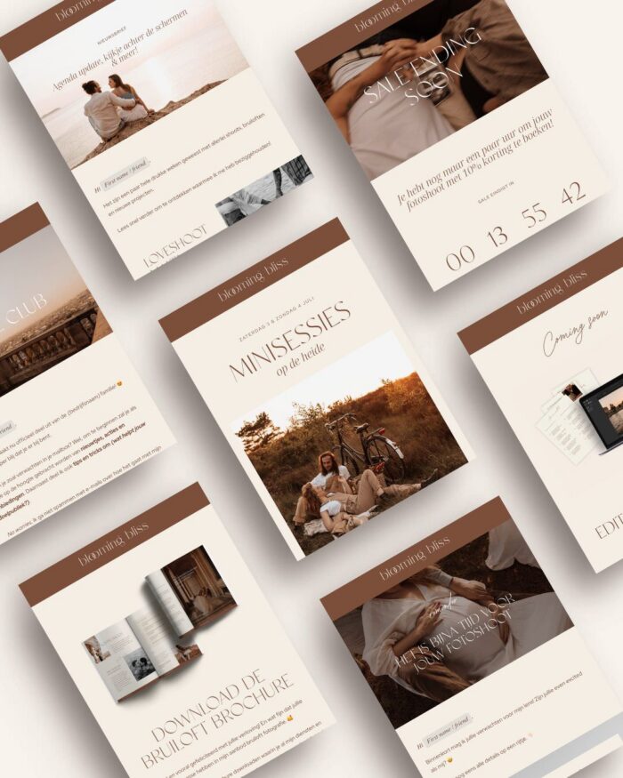 E-mail templates voor fotografen voor het programma Flodesk